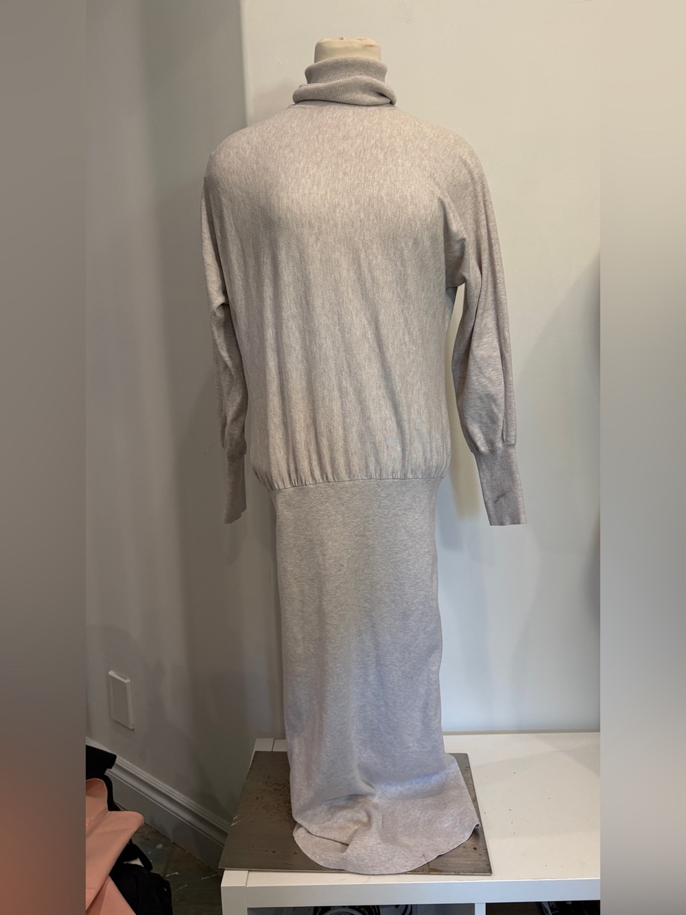 Aritzia Babaton Turtleneck Knit Maxi Dress Heather Taupe Size M